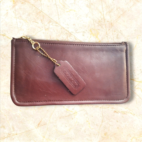 Vintage COACH MAHGONY Skinny Case Leather Striped Lining 7170 Pre Creed Bag - Picture 1 of 6